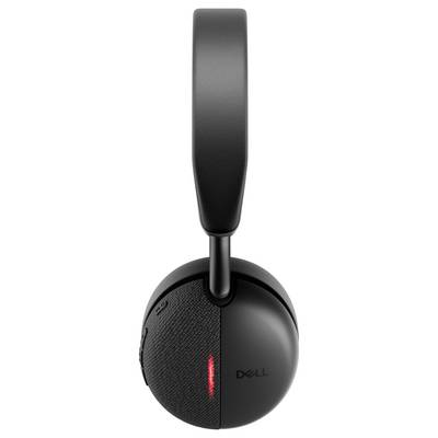 Noise-Canceling-Kopfhörer mit Bügelband und einem leuchtend roten Indikator auf der Seite, mit der Marke 'Dell'.