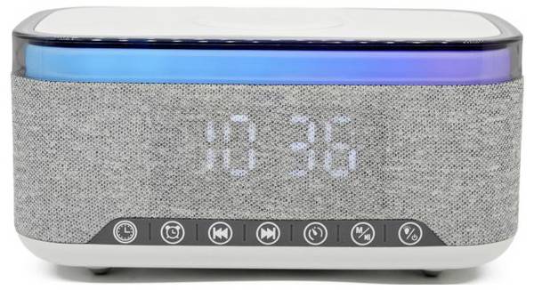 Denver CRQ-225 Radiowecker FM Bluetooth®, MP3, SD, UKW, AUX  kabelloses Laden, Weckfunktion Grau