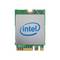 Eine rechteckige Leiterplatte mit einem zentralen silbernen Chip, auf dem das 'Intel' Logo angezeigt wird, mit goldenen Anschlüssen am unteren Rand und grüner Schaltkreisstruktur.