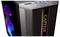 Ein schwarzer Desktop-Computer-Tower mit bunten LED-Lichtern und dem beleuchteten Wort "CAPTIVA" auf dem Frontpanel.