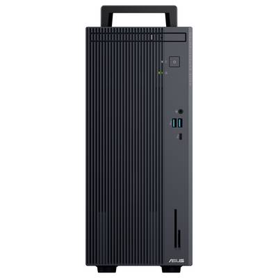 Ein Desktop-Computer-Gehäuse mit mehreren Anschlüssen und einem Einschaltknopf an der Vorderseite, geeignet für allgemeine Computertätigkeiten.