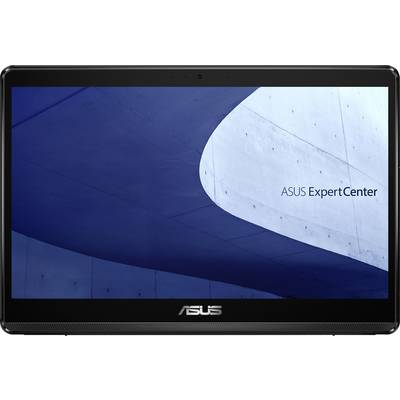 Ein Monitor, der ein blaues abstraktes architektonisches Design zeigt, mit dem Text 'ASUS ExpertCenter' in der Ecke.