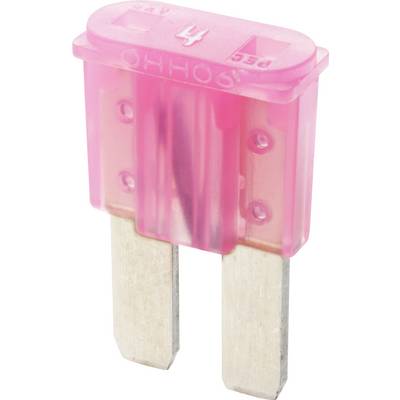 Eine rosa Flachsicherung mit der Beschriftung "25A" und zwei metallischen Stiften, die in Fahrzeugen zum Schutz von elektrischen Stromkreisen verwendet wird.