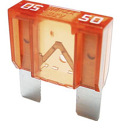 Orange 50-Ampere-Automotive-Sicherung mit sichtbarer 32V-Beschriftung, verwendet zum elektrischen Leitungsschutz in Fahrzeugen.