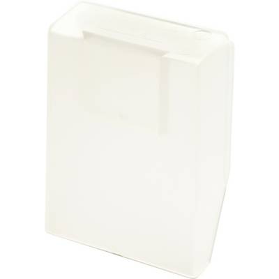 Eine schlichte, weiße, rechteckige Plastikaufbewahrungsbox mit Deckel, möglicherweise zum Aufbewahren von kleinen Gegenständen oder Werkzeugen.