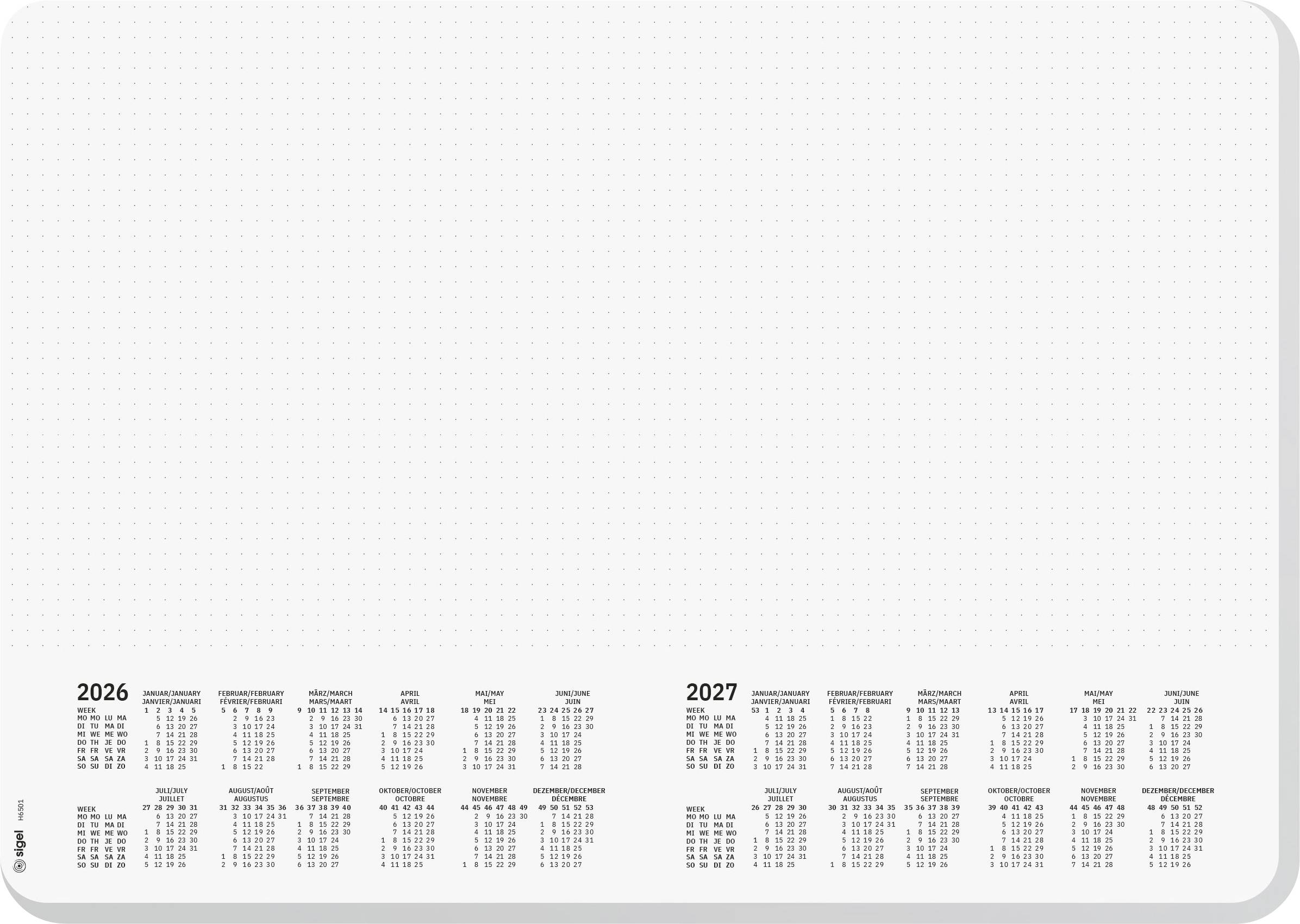 Sigel H6501 Schreibunterlage Papier Punktraster (B x H) 42 mm x 29.70 cm 2026, 2027 30 Blatt