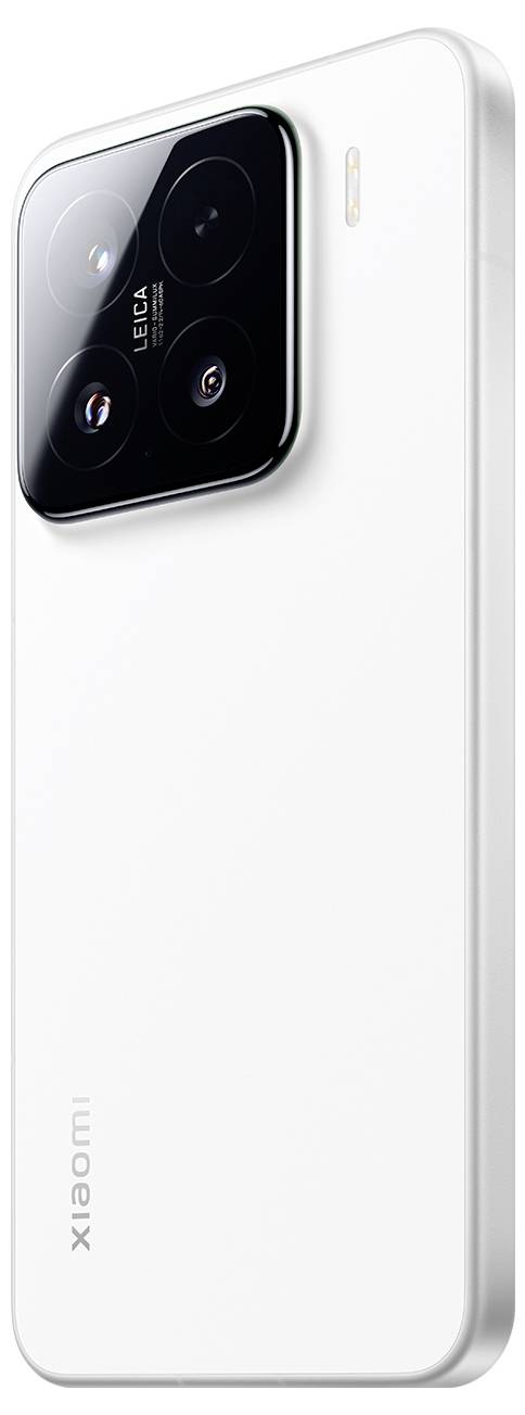 Smartphone mit weißer Rückseite, ausgestattet mit einem dreifachen Kameramodul und 'Leica' Branding in der oberen linken Ecke.