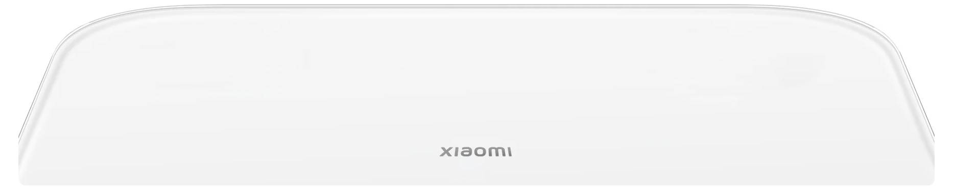 Ein weißes Xiaomi-Gerät mit minimalistischem Design und abgerundeten Kanten, das den Markennamen in der Mitte präsentiert.