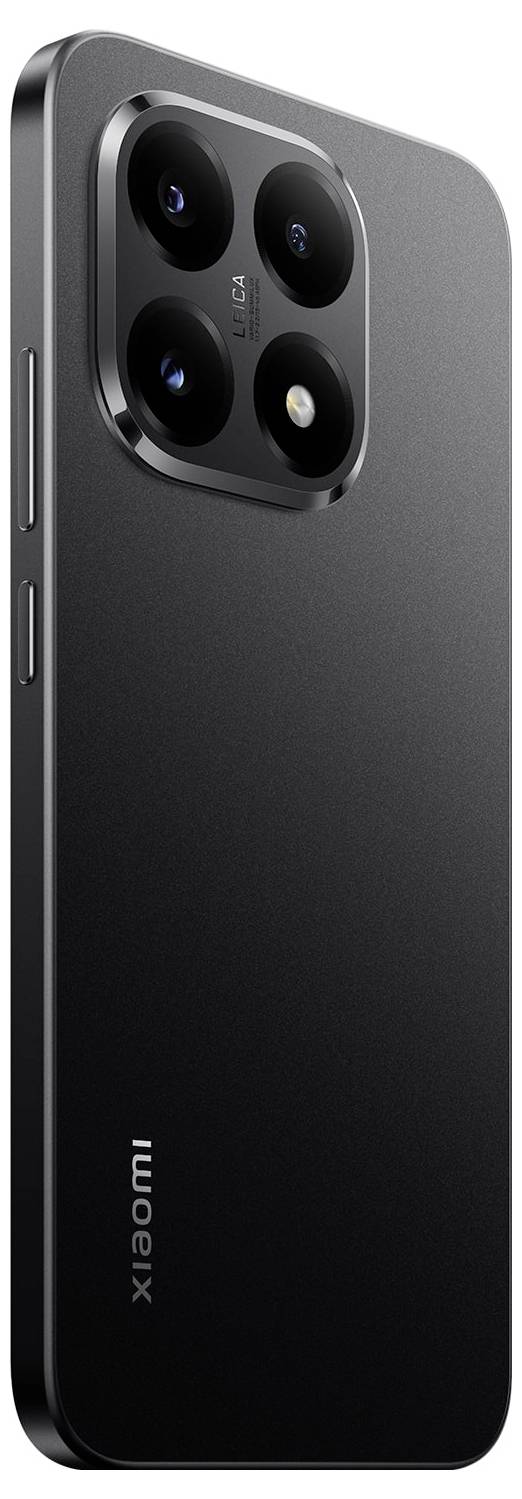 Ein schlankes, schwarzes Smartphone mit vier Rückkameras, die in einem quadratischen Muster angeordnet sind.