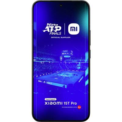 Ein Smartphone-Bildschirm zeigt eine Tennisarena bei Nacht während der Nitto ATP Finals, mit Branding des 'Xiaomi 13T Pro' und offiziellen Lieferantenlogos.