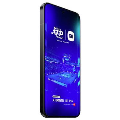Xiaomi 13T Pro Smartphone mit blauem Sportstadion-Bildschirm, der die "Nitto ATP Finals" und "Official Supplier" zeigt.