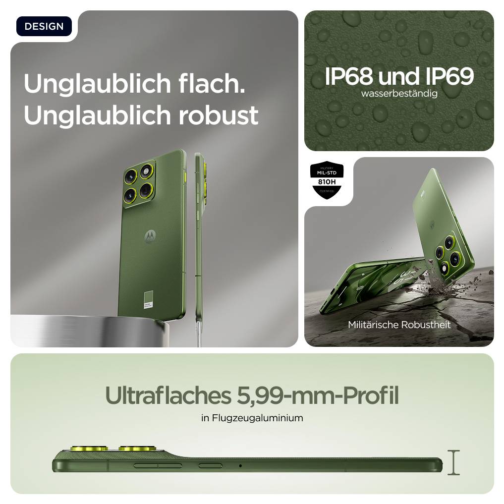 Abmessungen und Ansichten eines Geräts: 61,1 mm Höhe, 37,7 mm Breite vorne, 18,9 mm Tiefe links, beschriftet mit „oben/oben" und „vorne/vorne".