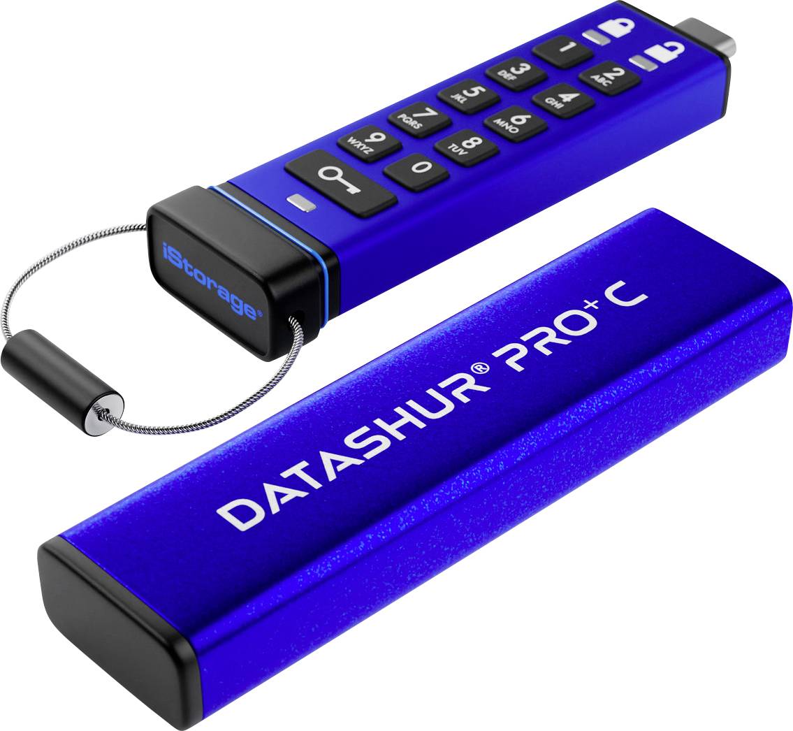 iStorage datAshur Pro+C USB-Stick 128 GB Blau IS-FL-DA3C-256-128