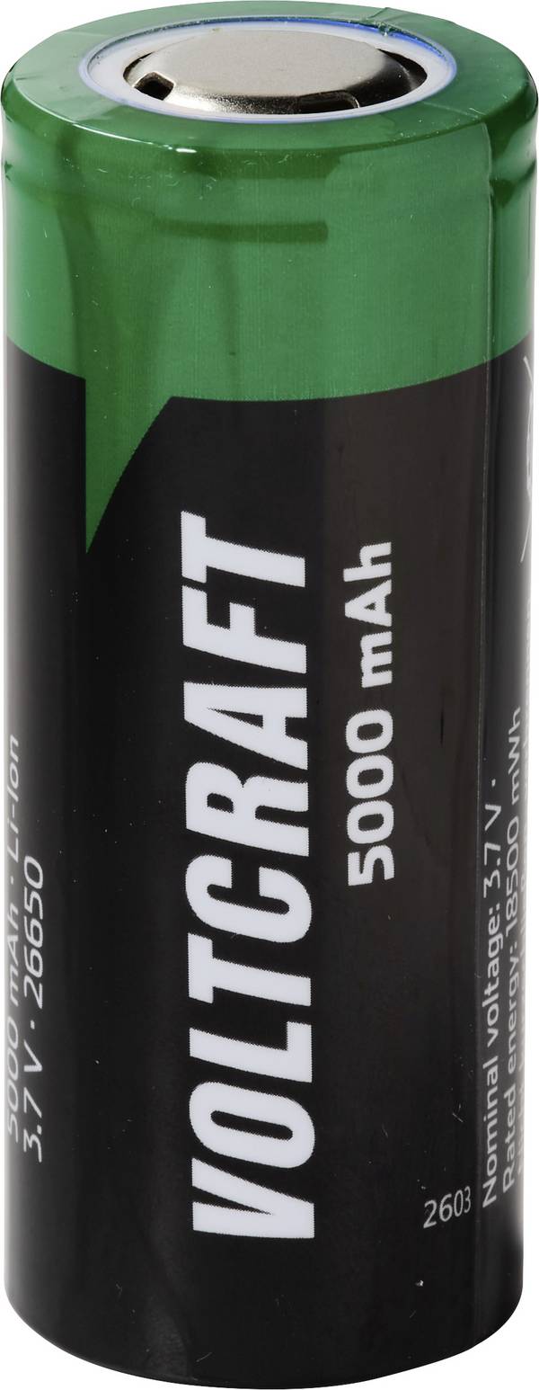 VOLTCRAFT Spezial-Akku 26650 Flat-Top Li-Ion 3.7 V 5000 mAh 1 St.