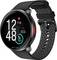 Eine schwarze Smartwatch, die die Zeit '12:48', Herzfrequenz '114', ECG-Symbol und Aktivität mit einem Fortschritt von 75% anzeigt.
