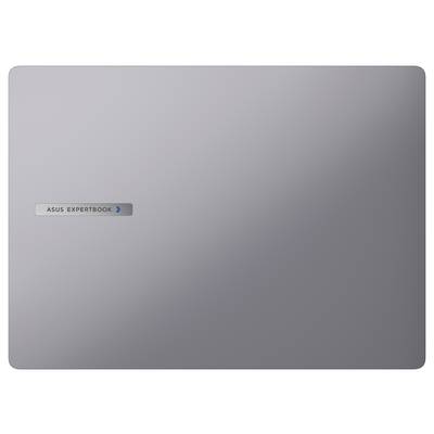 Geschlossener ASUS ExpertBook Laptop mit einer eleganten, metallisch grauen Oberfläche.