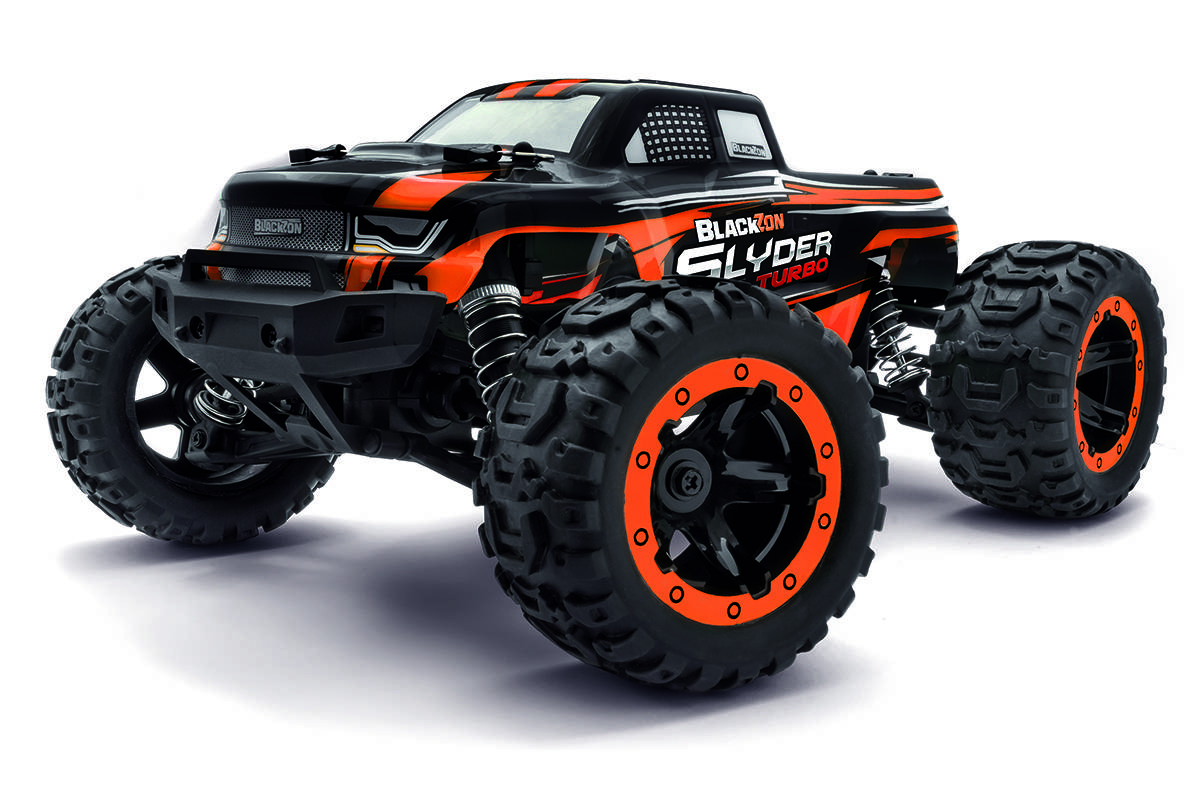 Blackzon Oranje Brushless 1:16 RC auto Elektro Monstertruck 4WD 2,4 GHz Incl. accu en lader, Met lichteffect