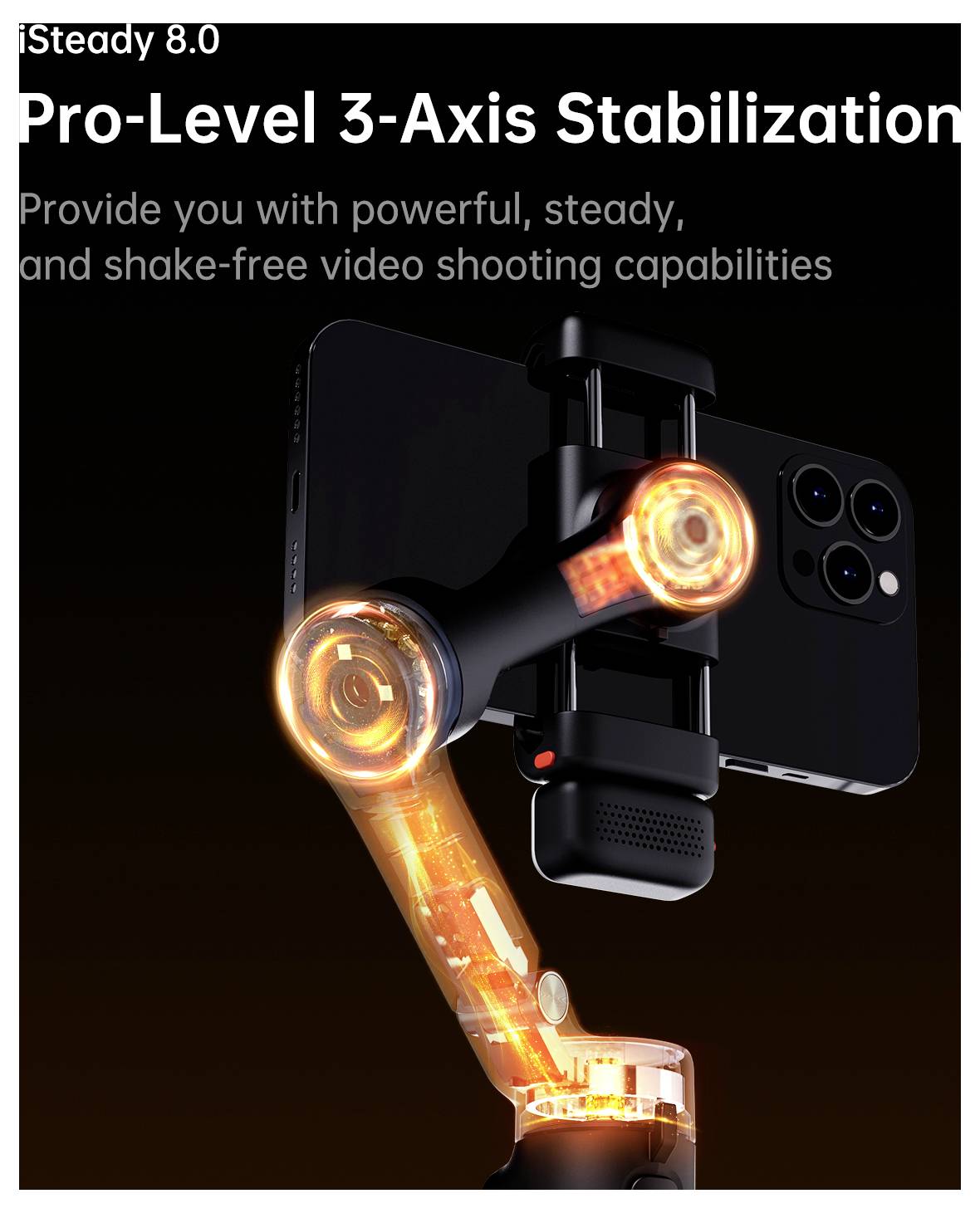 Hohem V3 WTH Gimbal elektrisch 1/4 Zoll Weiß Bluetooth, integrierter Akku, Integriertes Stativ, inkl. Smartphonehalter B-11