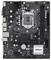 Eine schwarze ASRock H410M-HVS Mainboard mit mehreren Anschlüssen, Steckplätzen und Branding.