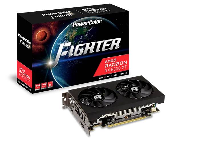 Powercolor Grafikkarte AMD Radeon RX 6500 XT AMD Radeon™ RX 6500 XT Fighter 4 GB GDDR6-VRAM PCIe x4 HDMI® 2.1, DisplayPo...