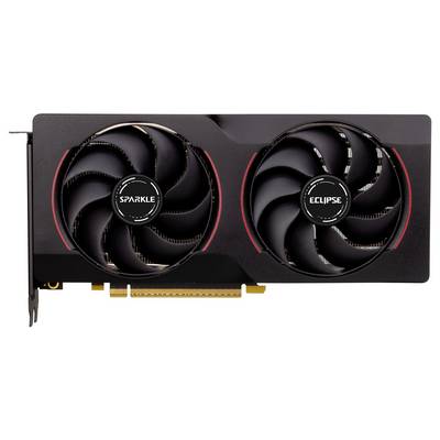 Eine Grafikkarte mit Dual-Lüfter, beschriftet als 'Sparkle Eclipse', entwickelt für verbesserte Kühlung und Leistung in Computerhardware.