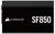 Netzteil 'Corsair SF850', von rechts präsentiert, mit dem Corsair-Logo und Modellnamen in Weiß auf schwarzem Hintergrund.