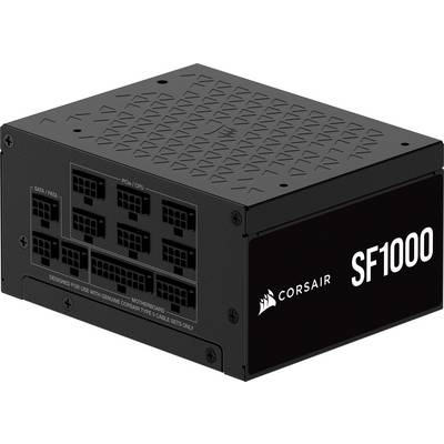 Black Corsair SF1000 Stromversorgungseinheit mit mehreren Anschlüssen für SIM/FDD, CPU und Motherboard-Verbindungen.