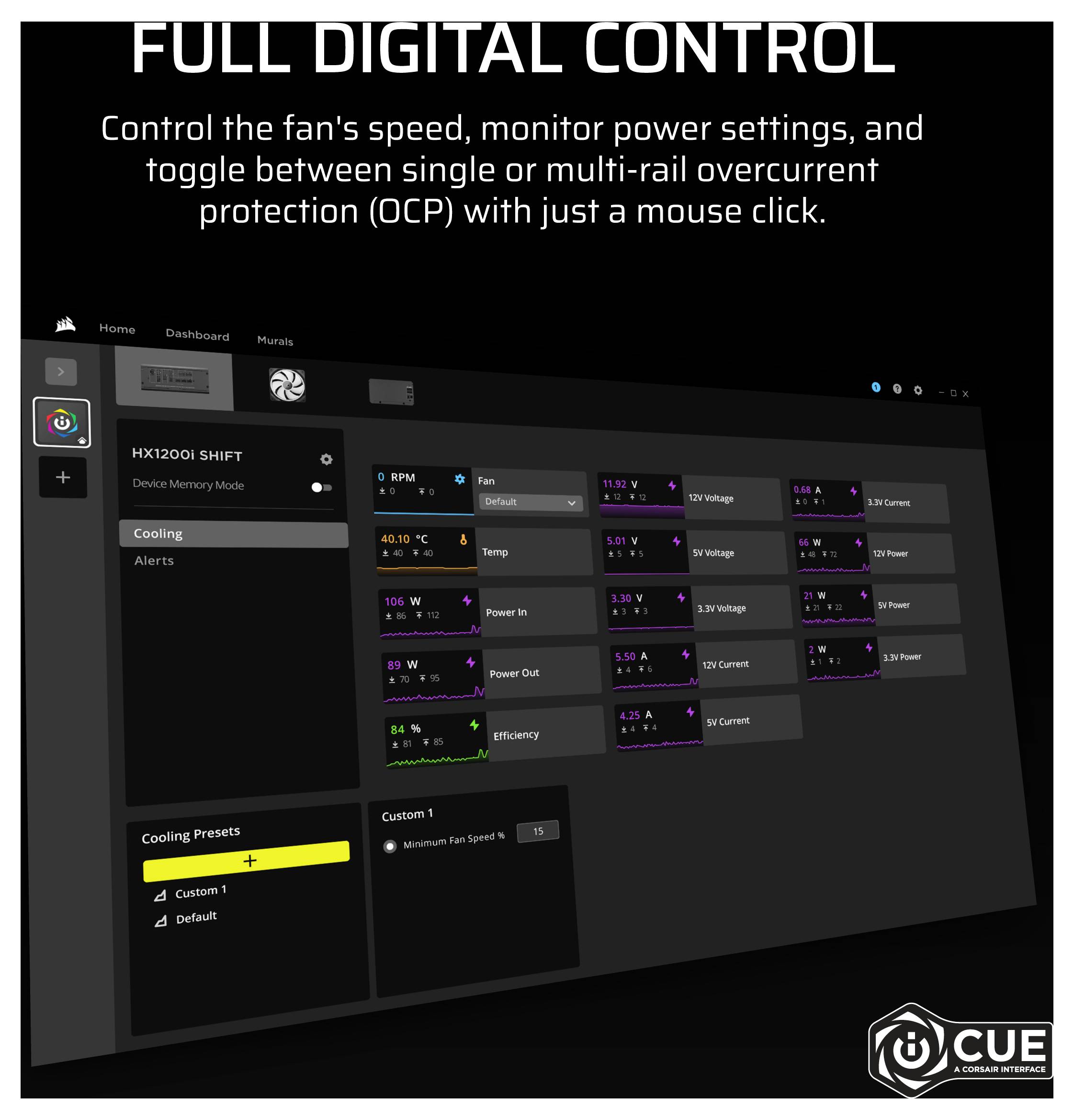 Corsair HX1200i SHIFT PC Netzteil 1200 W ATX 80PLUS® Platinum-34