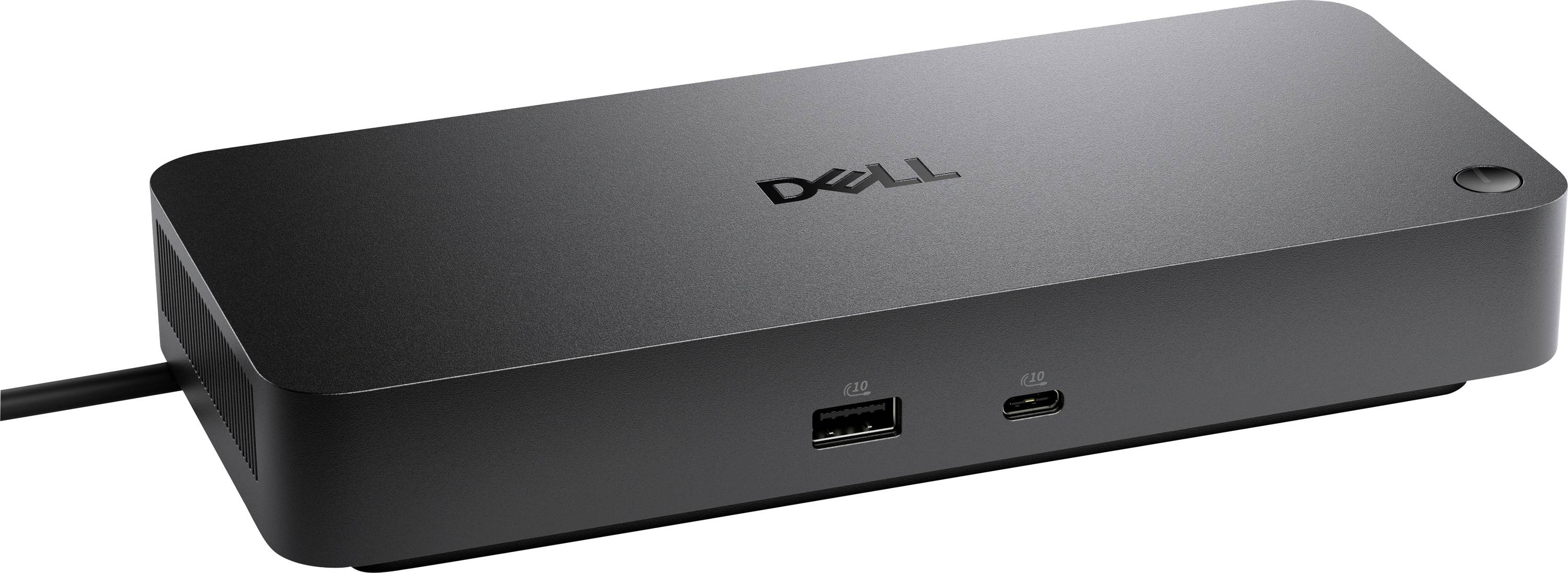 Dell Dockingstation mit USB-Anschlüssen und Einschaltknopf, verwendet zum Anschluss mehrerer Geräte an einen Computer.