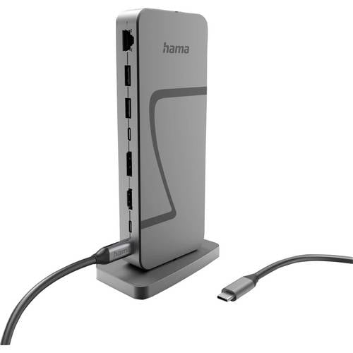 Hama USB-C® Dockingstation Connect2Office Speed USB-C® Power Delivery, Unterstützt 8K@30 Hz (1x) / 4K@30Hz (2x)