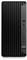 Ein schwarzer Desktop-Computerturm mit vertikalen Rillen auf der Frontplatte. Mehrere USB-Anschlüsse, Audiobuchen und ein Powerknopf sind sichtbar.
