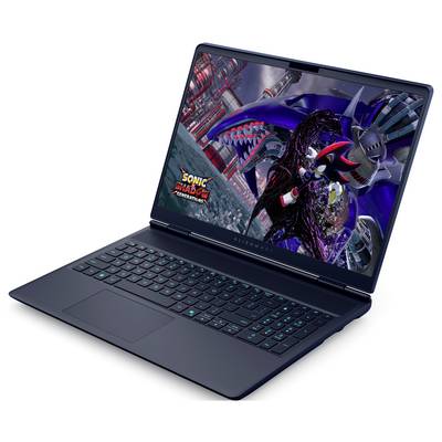 Ein schlankes Laptop zeigt das Spiel ‚Sonic Superstars' auf seinem Bildschirm, mit lebendigen Grafiken und dynamischen Actionszenen.