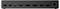 Eine schwarze elektronische Dockingstation mit verschiedenen Anschlüssen: USB-C, zwei HDMI-Anschlüssen, zwei DisplayPorts, Ethernet, zwei USB-A-Ports und einem Audioeingang.
