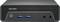 Ein kleiner, rechteckiger schwarzer Mini-PC mit Einschalttaste, zwei USB-3.0-Anschlüssen, Mikrofon- und Kopfhörerbuchsen an der Frontplatte.
