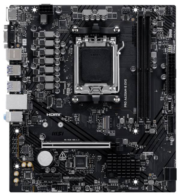 MSI PRO A620AM-B EVO Mainboard Sockel (PC) AMD® AM5 Formfaktor (Details) ATX Mainboard-Chipsatz AMD® A620A
