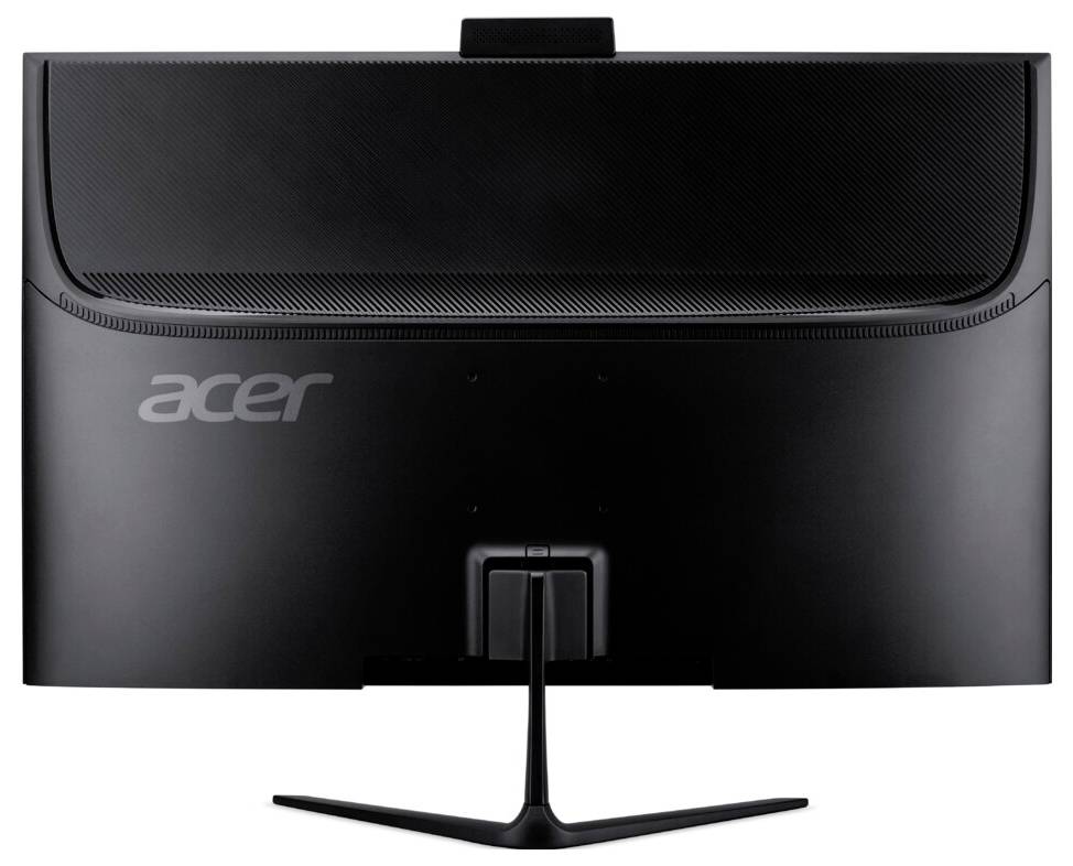 Ein schwarzer Acer-Computermonitor, von hinten betrachtet, der sein schlankes Design und seinen Ständer zeigt.