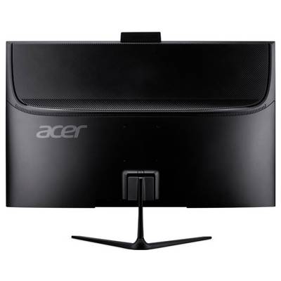 Ein schwarzer Acer-Computermonitor, von hinten betrachtet, der sein schlankes Design und seinen Ständer zeigt.