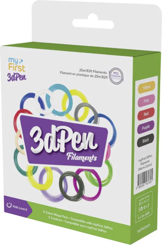 myFirst FP3301AC-WC01 Filament-Paket PCL geruchsarm, verzugsfrei 1.75 mm 90 g Rot, Rosa, Gelb, Schwarz, Lila 5 St.
