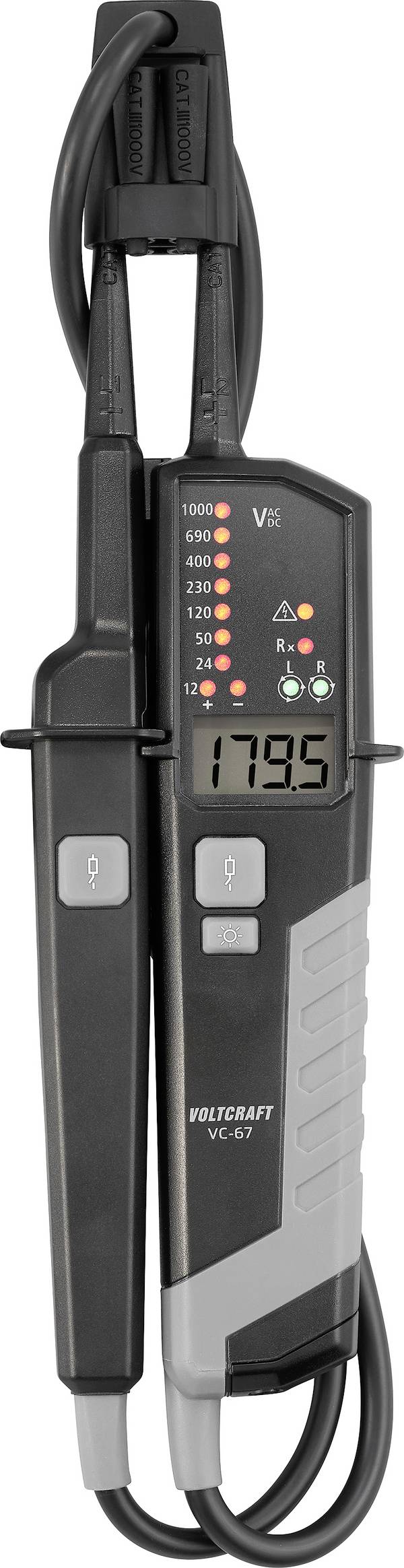VOLTCRAFT VC-67 Zweipoliger Spannungsprüfer  CAT III 1000 V, CAT IV 600 V LED, LCD