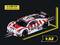 Maßstabsgetreues Modell eines Rennwagens mit 'KFC' Branding, in rot und weiß, Abmessungen 14,1 x 6,2 x 4,5 cm, mit Maßstabsaufschrift '1:32'.