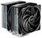 Ein schwarzer Dual-Tower-CPU-Kühler mit zwei Lüftern, beschriftet mit "be quiet!". Der Kühler verfügt über mehrere Heatpipes und einen großen Aluminium-Kühlkörper.