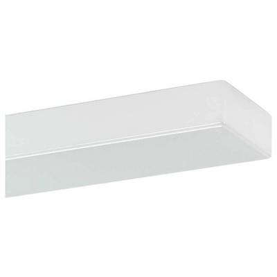 Ein rechteckiges, mattiertes Glas- oder Acrylregal mit schlichtestem, minimalem Design, geeignet für moderne Inneneinrichtung.