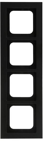 'Schwarzer rechteckiger Rahmen mit vier gleichmäßig verteilten quadratischen Öffnungen.'