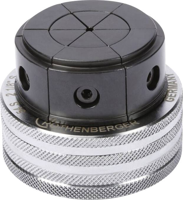 Ein zylindrischer Metallteil mit strukturierter Griffoberfläche und schwarzem Kopf, auf dem "Germany" und "Rothenberger" eingraviert sind.
