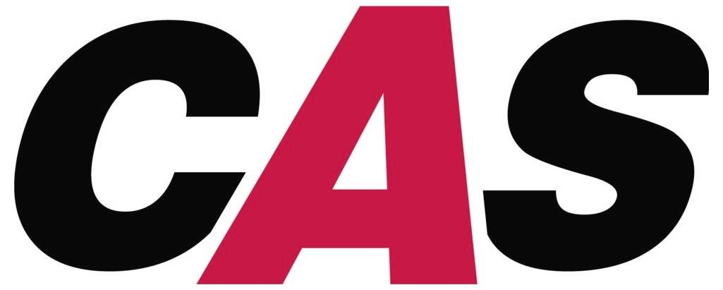 'CAS' Logo in fetten Buchstaben, wobei das 'A' in Rot und das 'C' und 'S' in Schwarz gehalten sind.