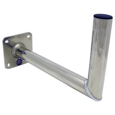 Wandmontierte Metallhalterung mit Winkeldesign, bestehend aus einer quadratischen Basis mit vier Schraubenlöchern für sichere Befestigung.