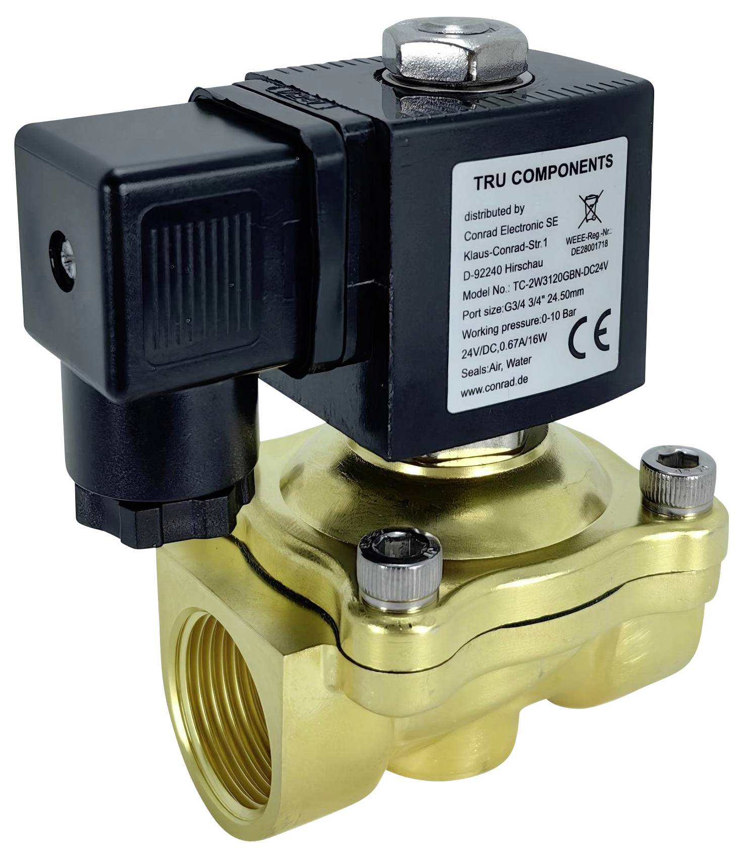 TRU COMPONENTS Direktgesteuertes Ventil TC-14211676 TC-2W3120GBN-DC24V 24 V/DC G 3/4 Nennweite (Details) 20 mm 1 St.