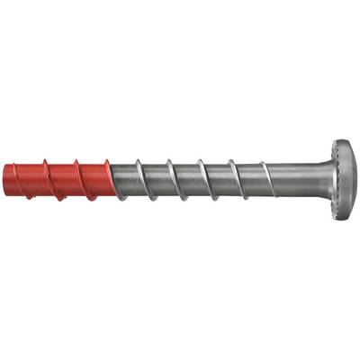 Ein rot-und-silberner Schneckenbohrer mit Spiralblättern und einer flachen silbernen Spitze, horizontal auf weißem Hintergrund gezeigt.