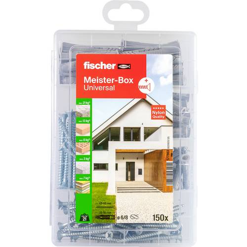 Fischer 577863 Meister-Box Universal + S Dübel-Sortimentsbox 35 mm, 50 mm 150 Teile