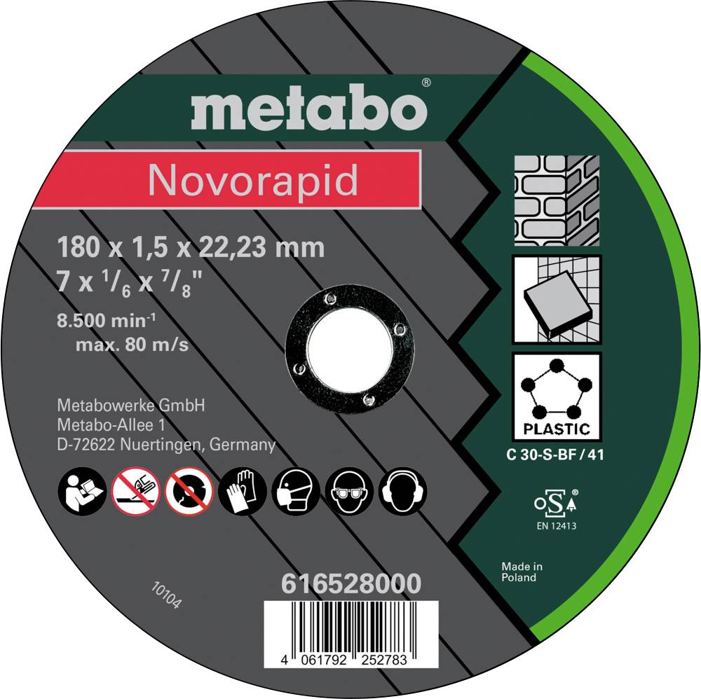 Metabo 616528000 Doorslijpschijf 180 mm 25 stuk(s) Blik